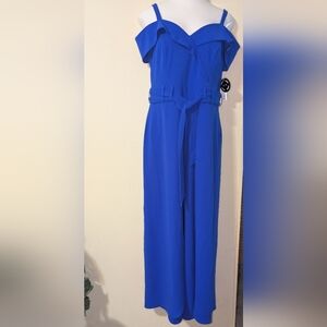 Shelby And Palmer Blue Off-Shoulder Jumpsuit NWT